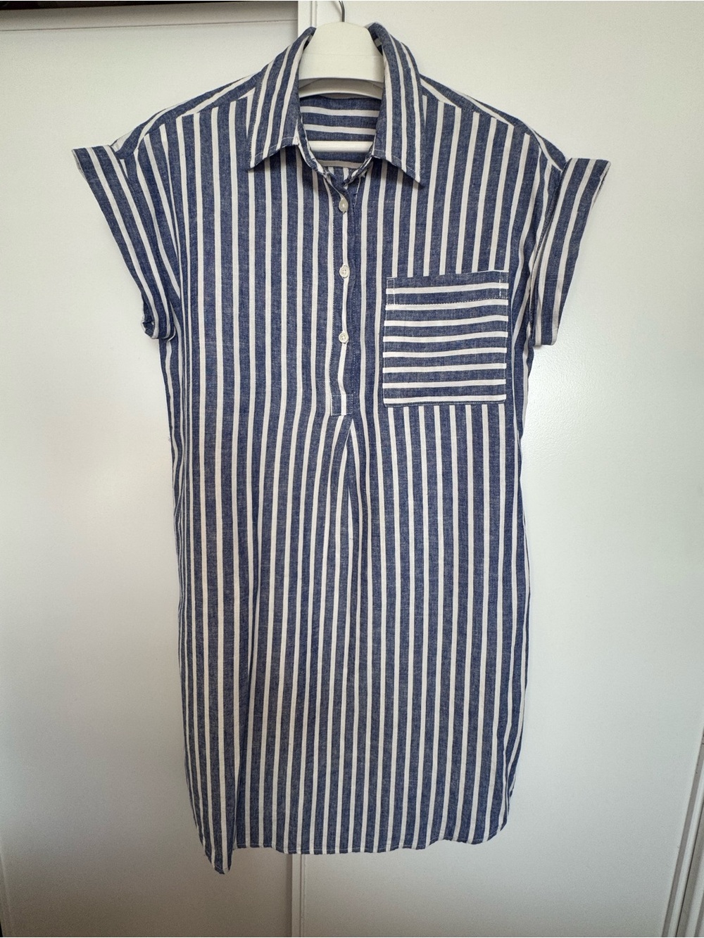 Striped Navy and White Shirt Dress